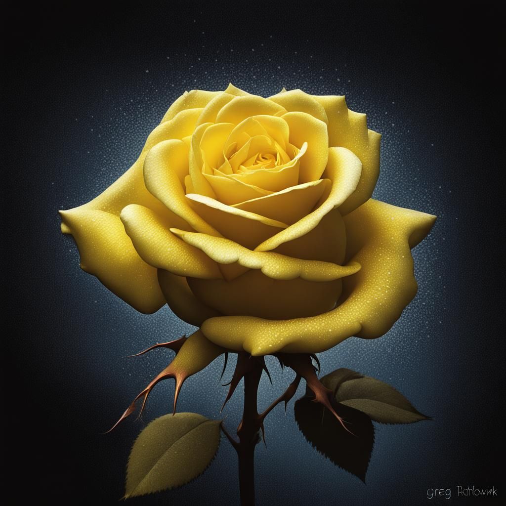Sparkling Velvet Yellow Rose: Macro Digital Art