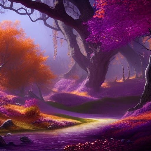 Purple Autumn Fantasy Concept Art in 8K