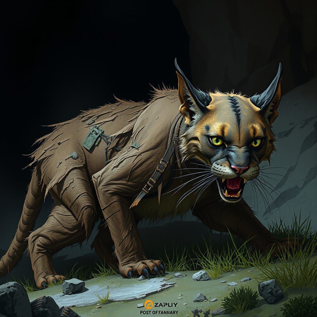 Puma Stalking Prey in Dark Fantasy Comic Style