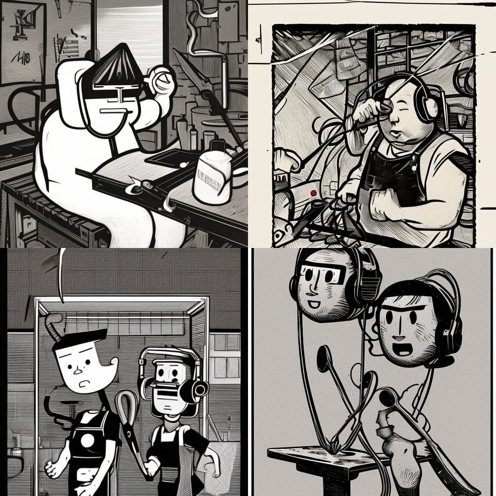 Toastman and Shin Chan: Black and White Linocut Forgery