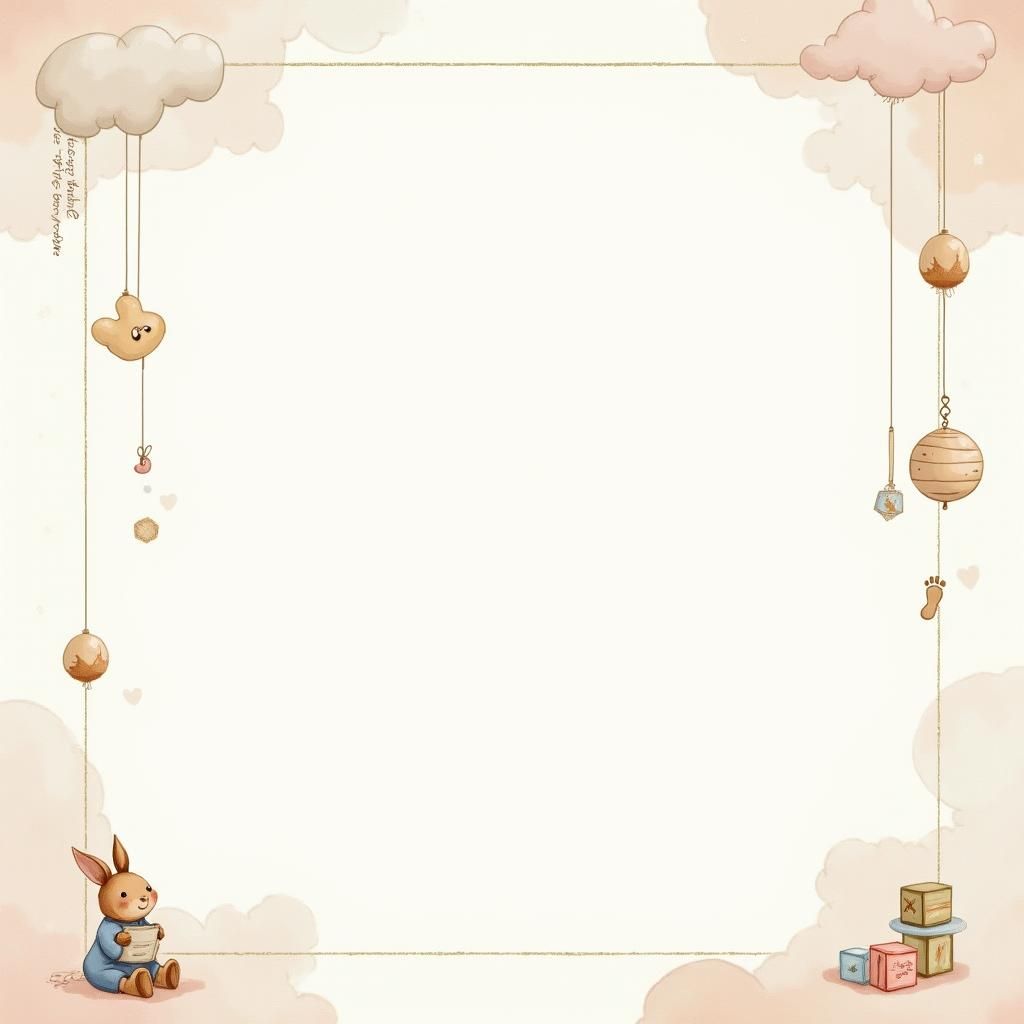 Watercolor Scrapbook Background with Baby Theme