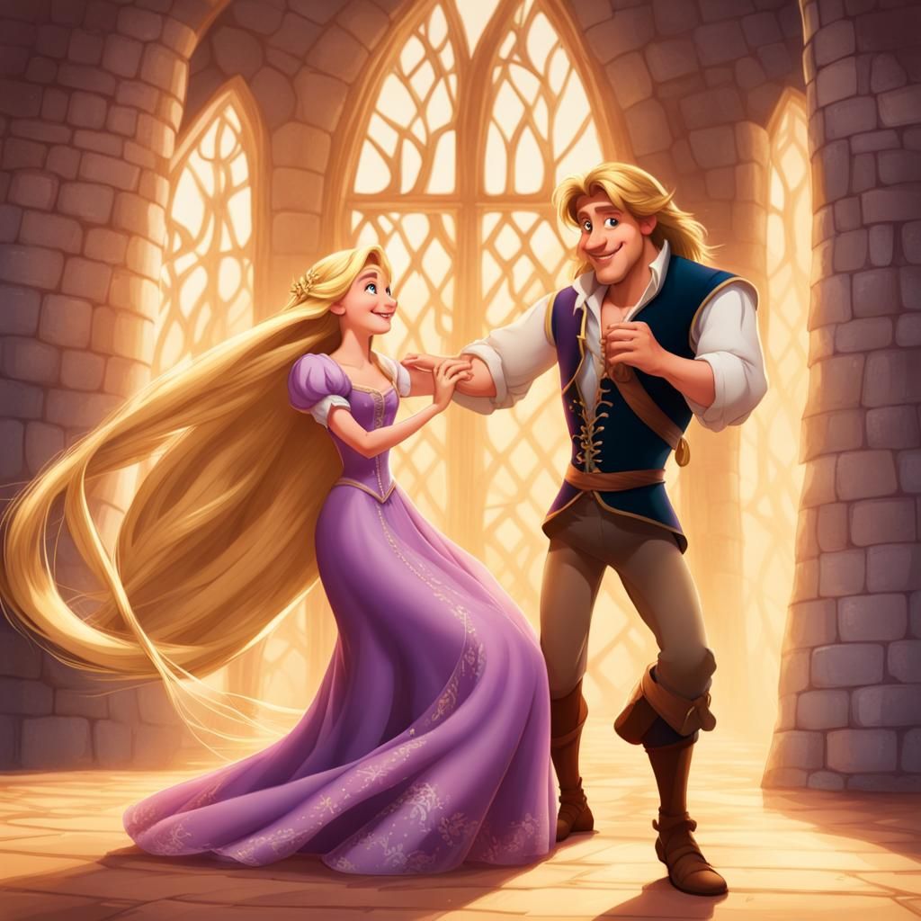 Rapunzel's Joyful Dance in the Tower