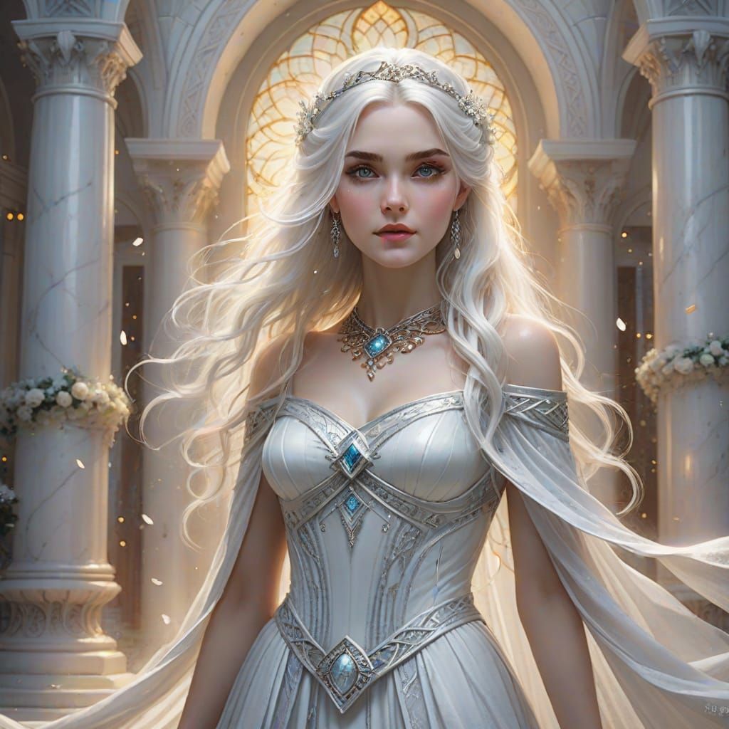 Enchanting Fae Queen in White Gown