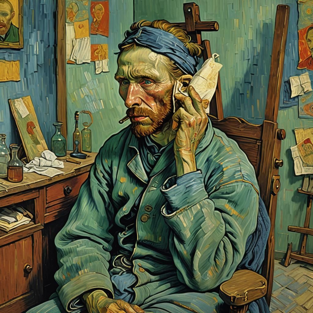 Van Gogh Bandaged Ear Incident: Detailed Matte Painting