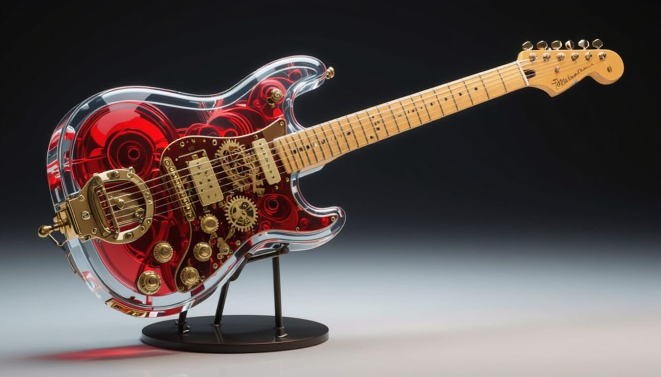 steampunk clockpunk steampunk, lead guitar on a minimalist g...