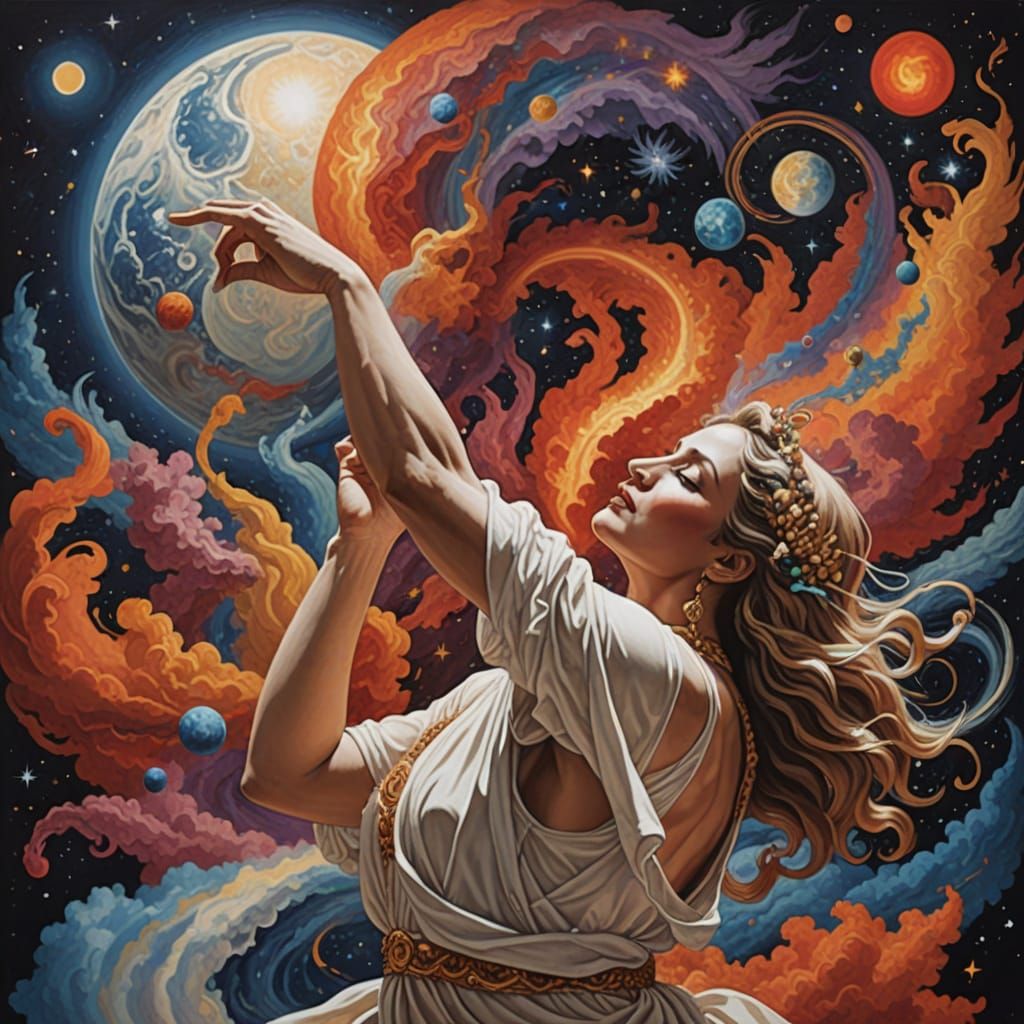 Cosmic Dance in Vibrant Hues