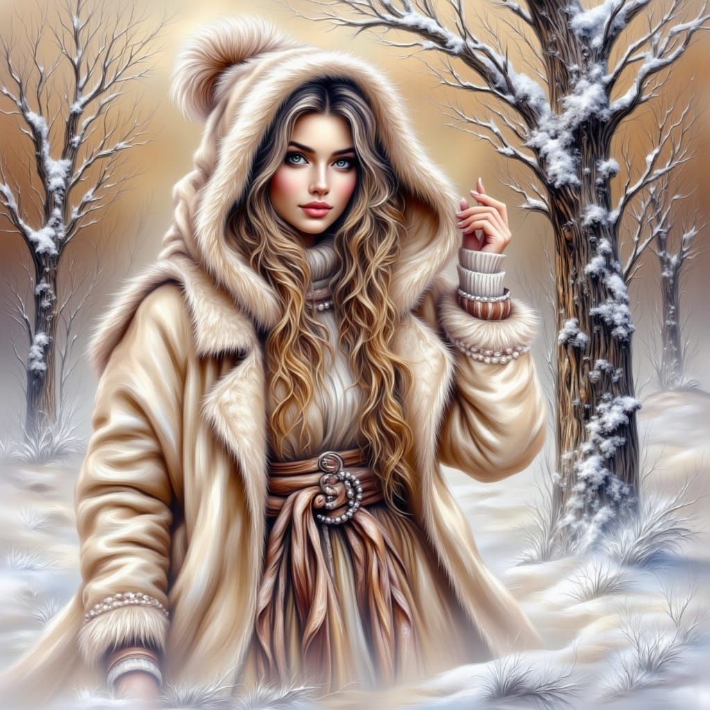 Winter Goddess in Art Nouveau Style