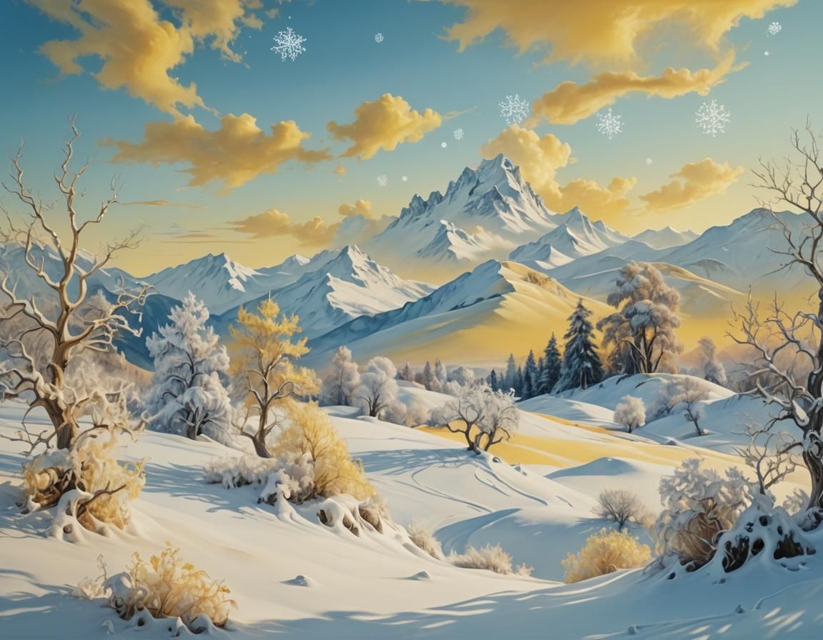 Surreal Winter Landscape in Pastel Colors