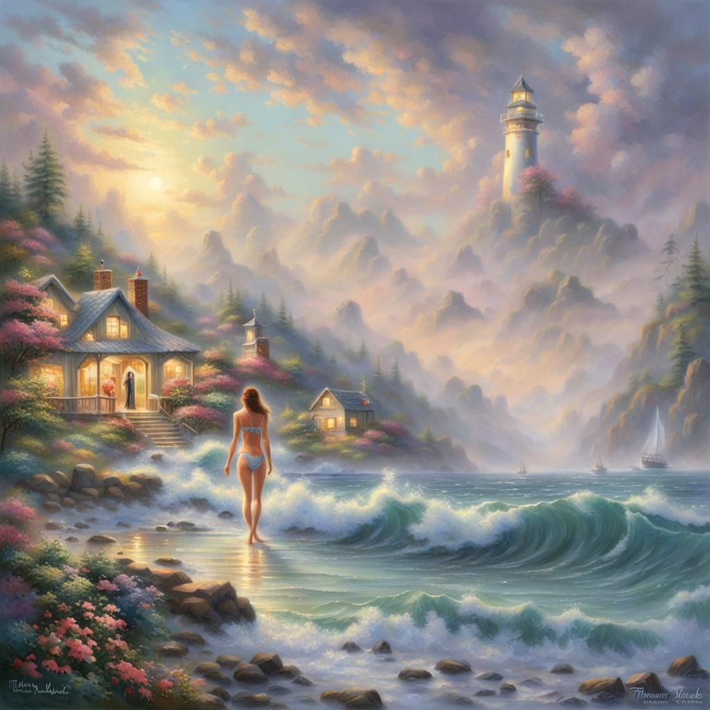 Ethereal Bikini Girl in Luminist Fantasy Style