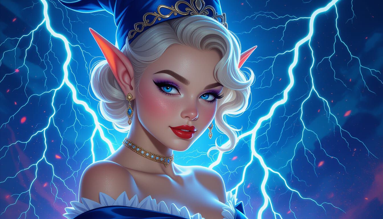 Electrifying Portrait of Woman in Digital Art Style