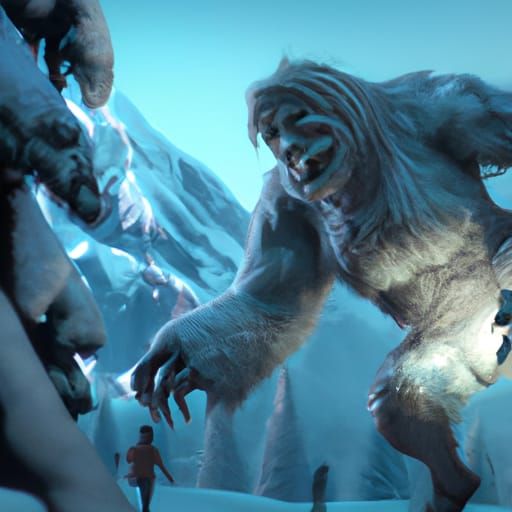 Yeti vs Bigfoot: Dark Fantasy Concept Art