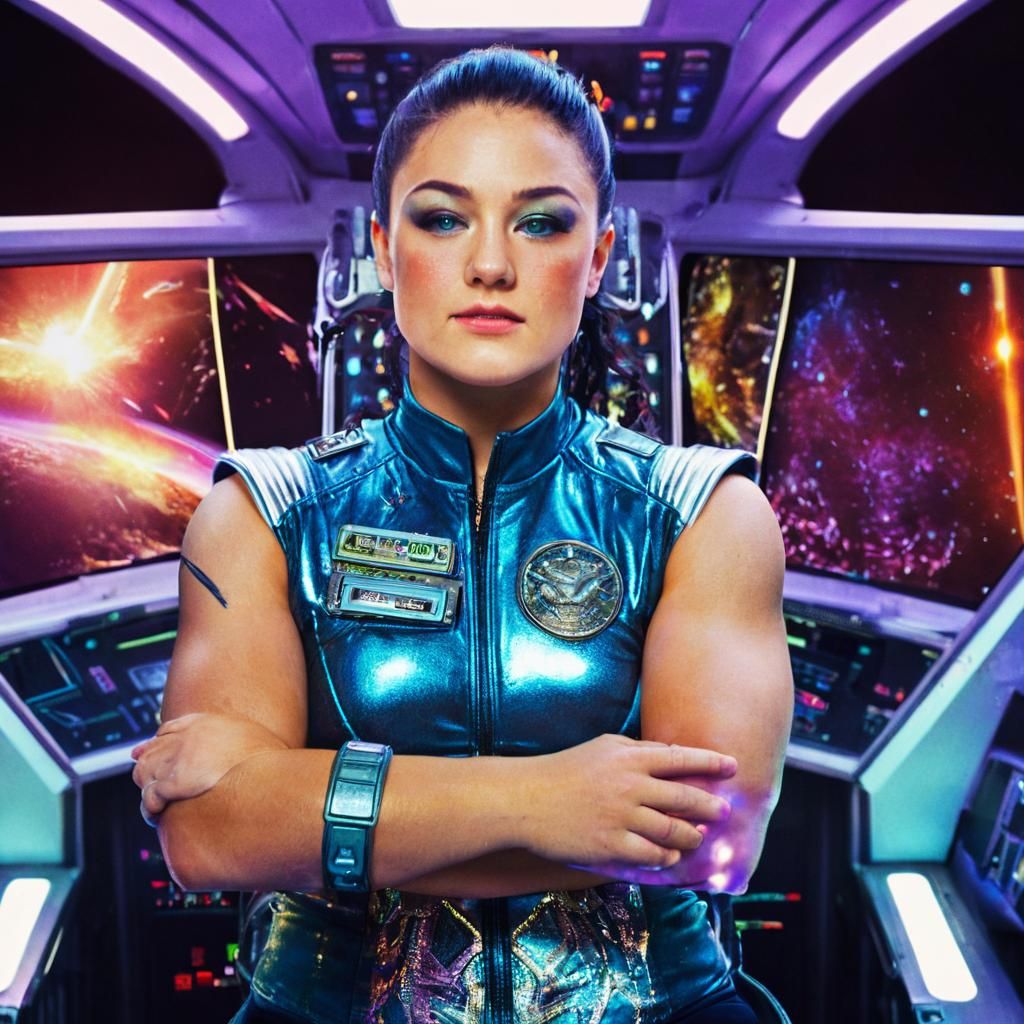 Spaceship Captain on Bridge in Cinematic Lighting