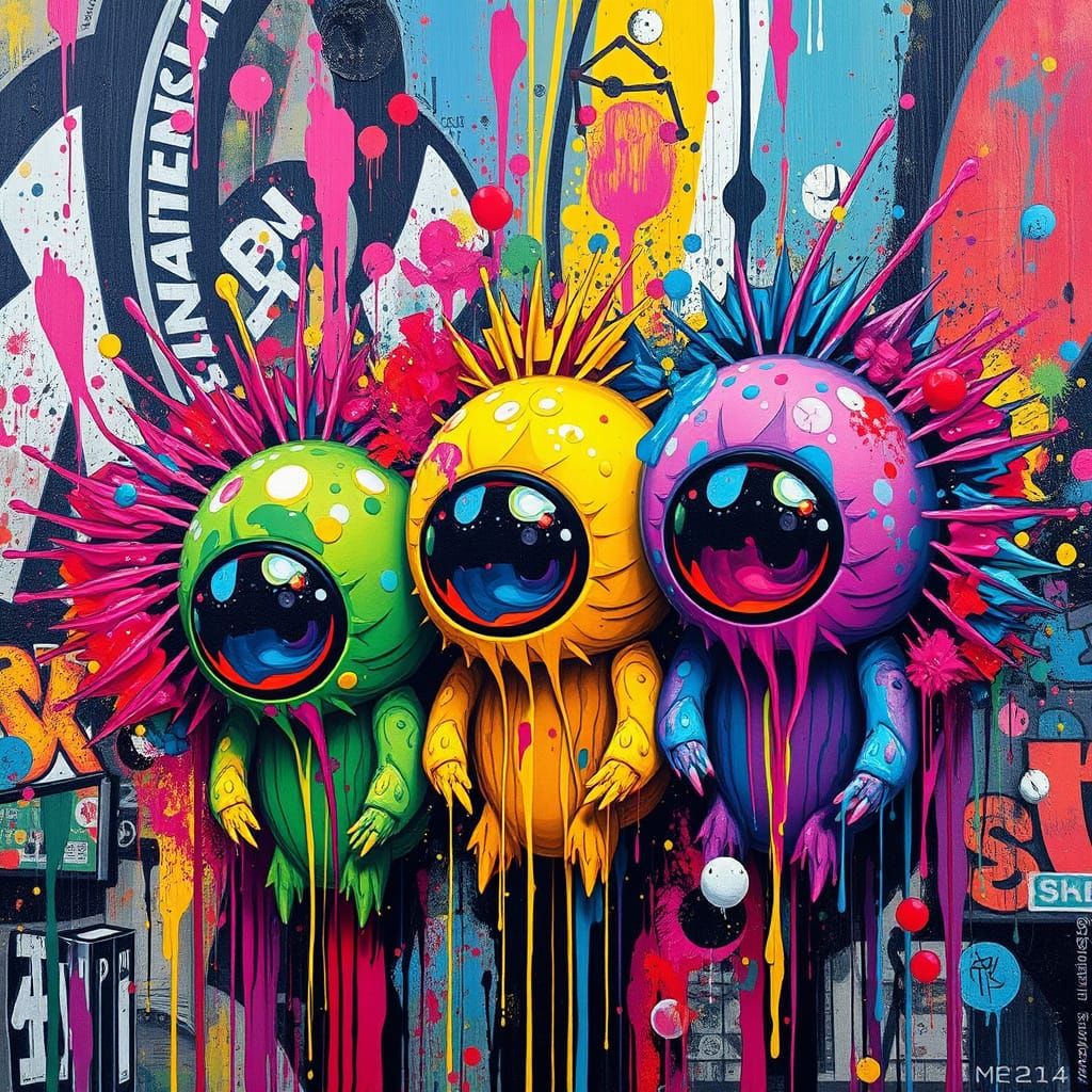 Vibrant Boebies in a Kaleidoscopic Graffiti Explosion