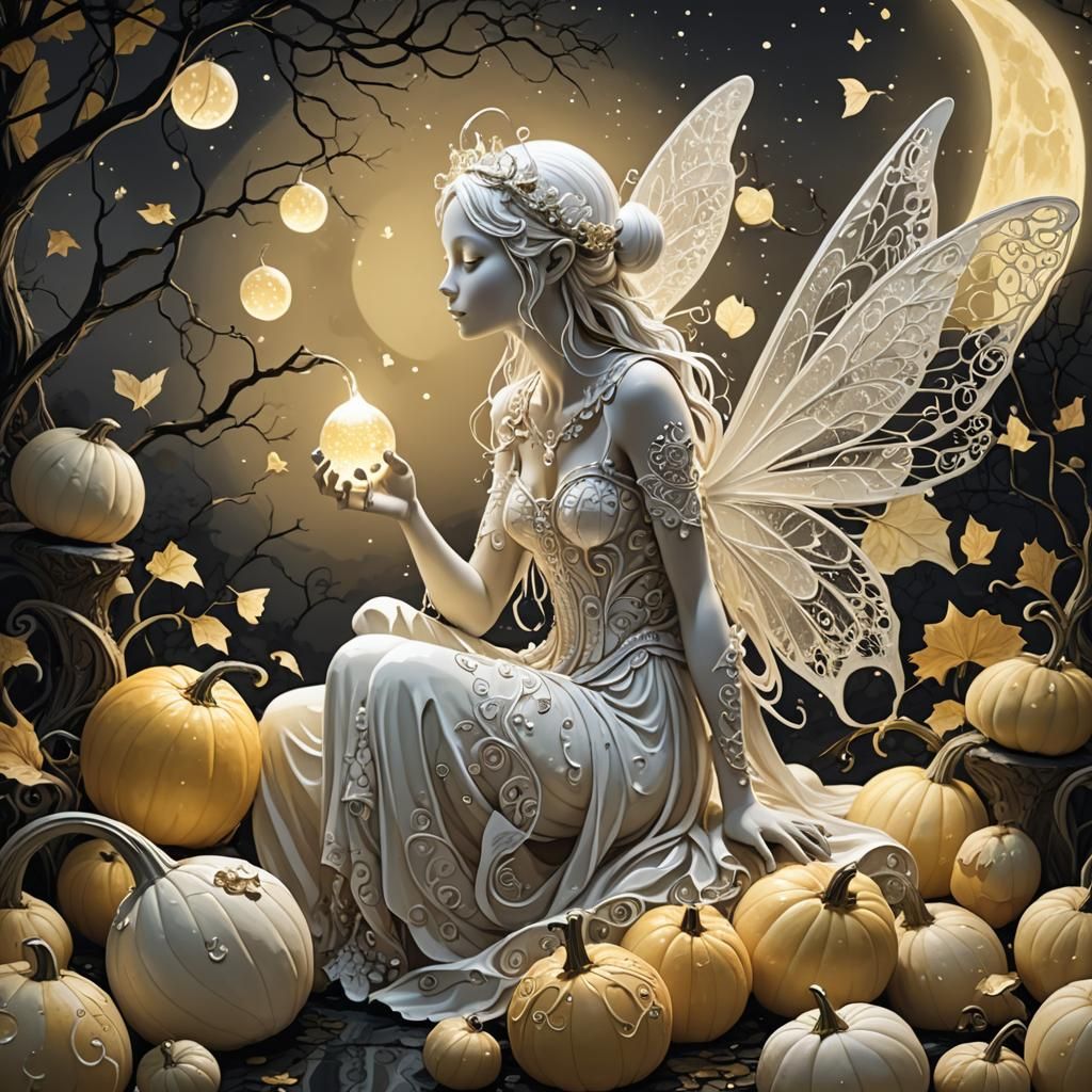 Glowing Fairy with Gourds: Illuminated Fantasy Art