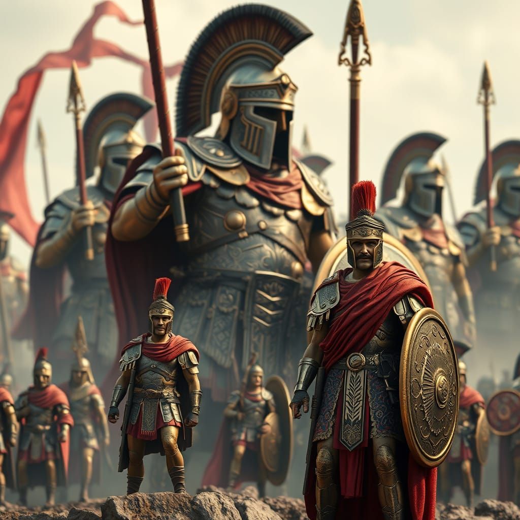 Hyperrealistic Roman Warriors with Ornate Armor