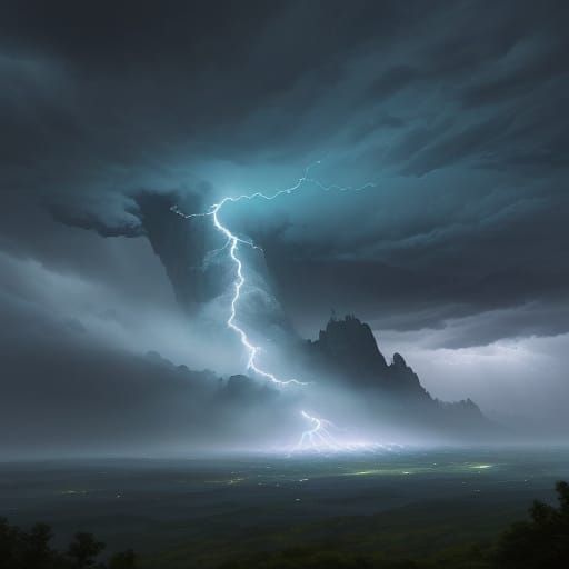 Fantasy Landscape Concept Art with Lightning