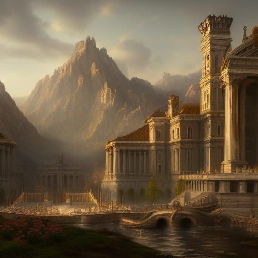 Classical European Civilization in Detailed Matte Painting