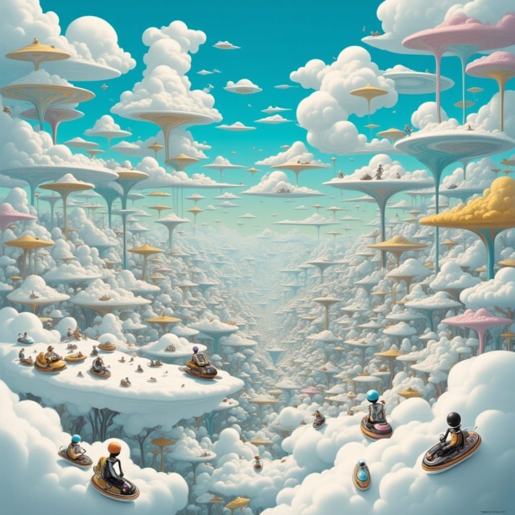 Cloud City Metropolis with Alien Sky Bikers