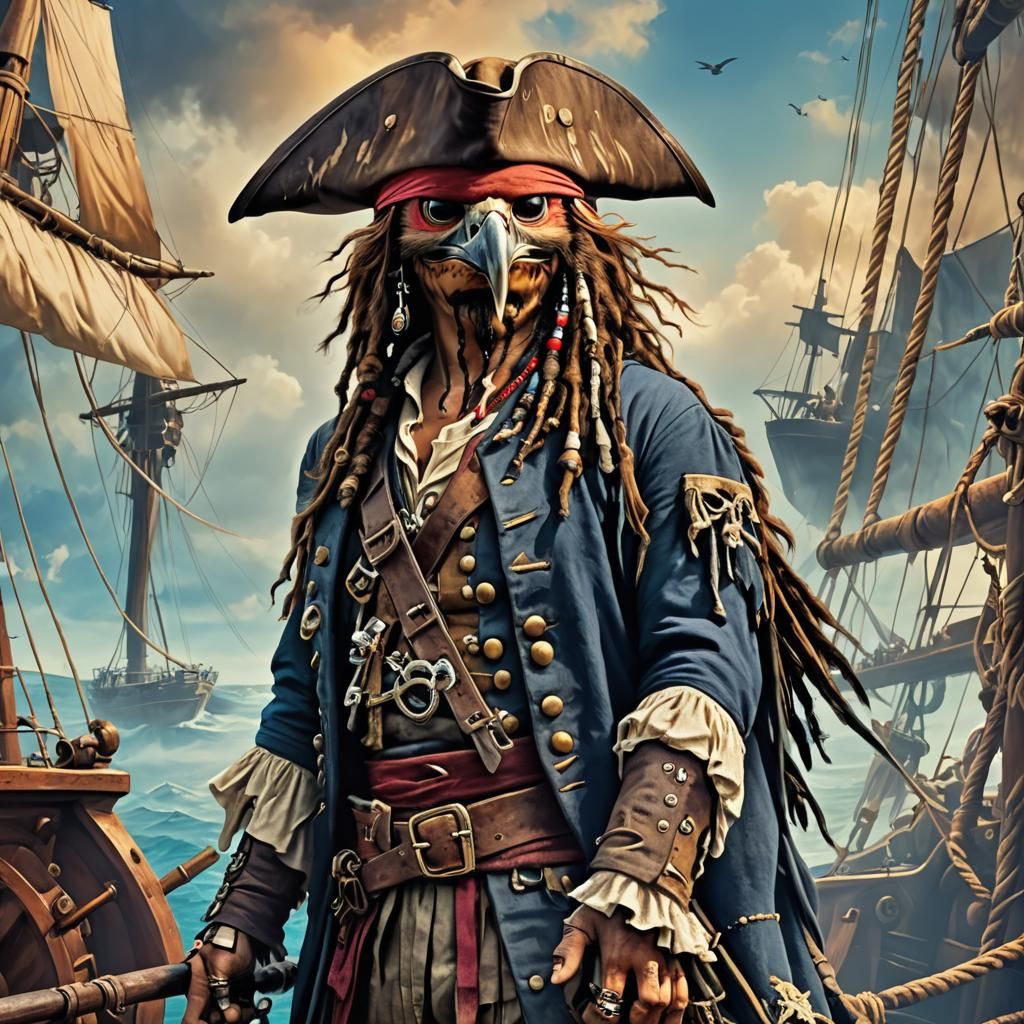 Captain Jack Sparrow Hawk at Ship's Helm