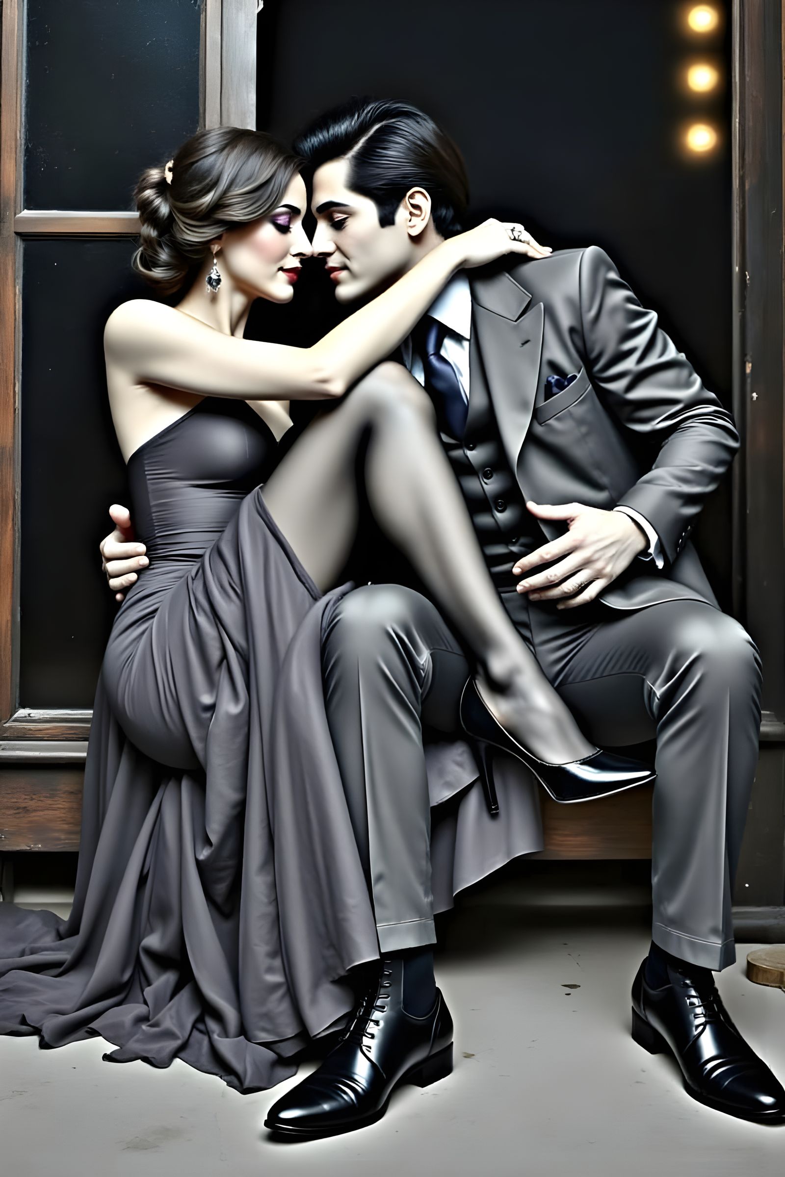 Gothic Romance Painting in 1930s Cartoon Style