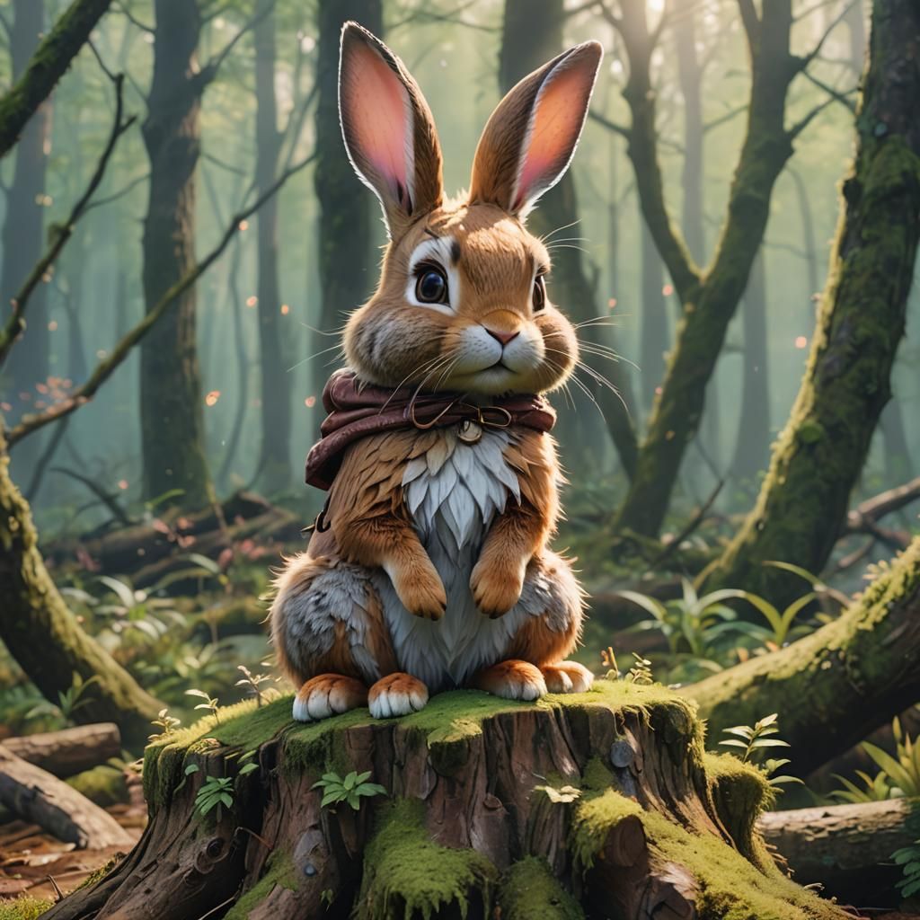 Anna as Rabbit in Misty Forest: 3D Anime Art
