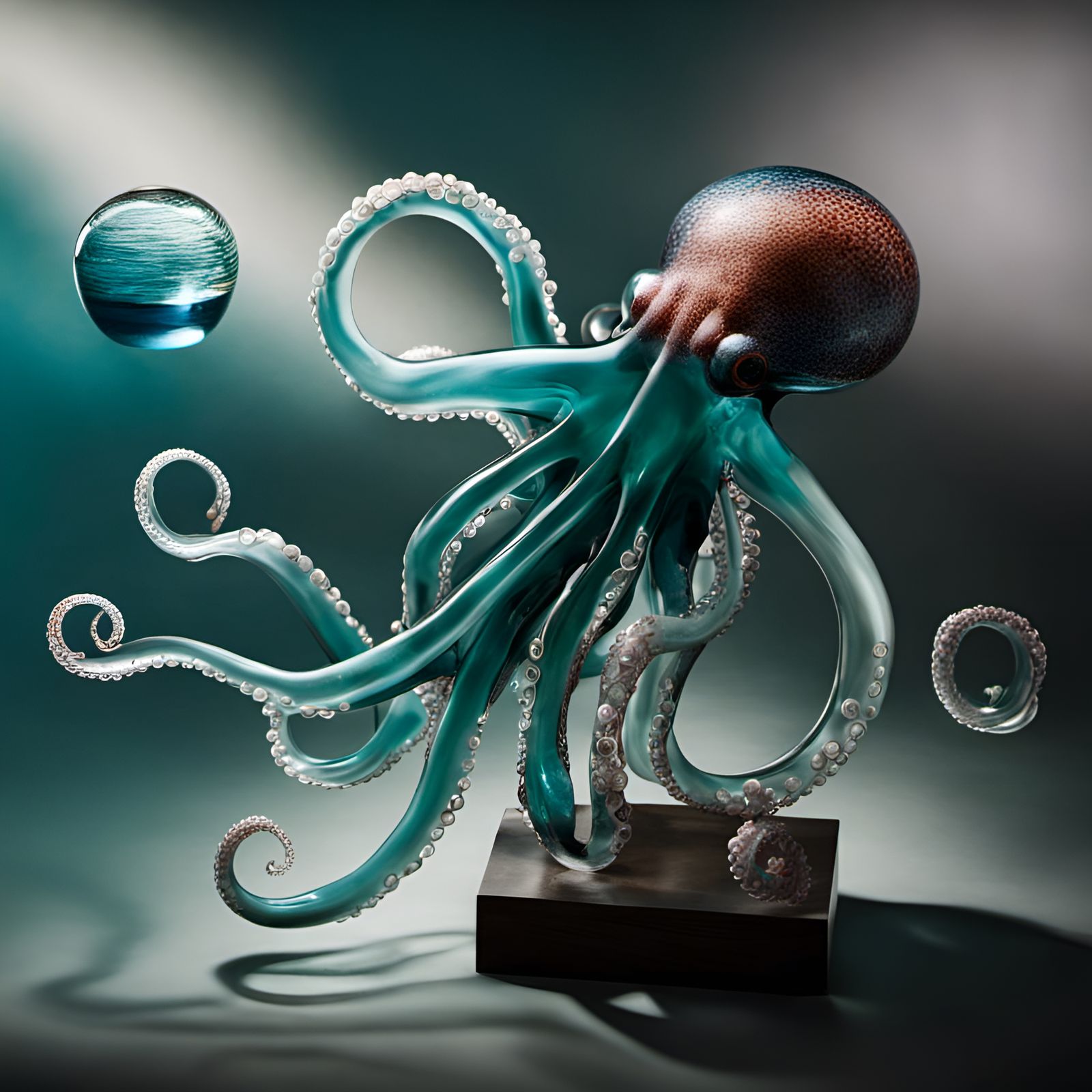 Blown Glass Octopus Sculpture