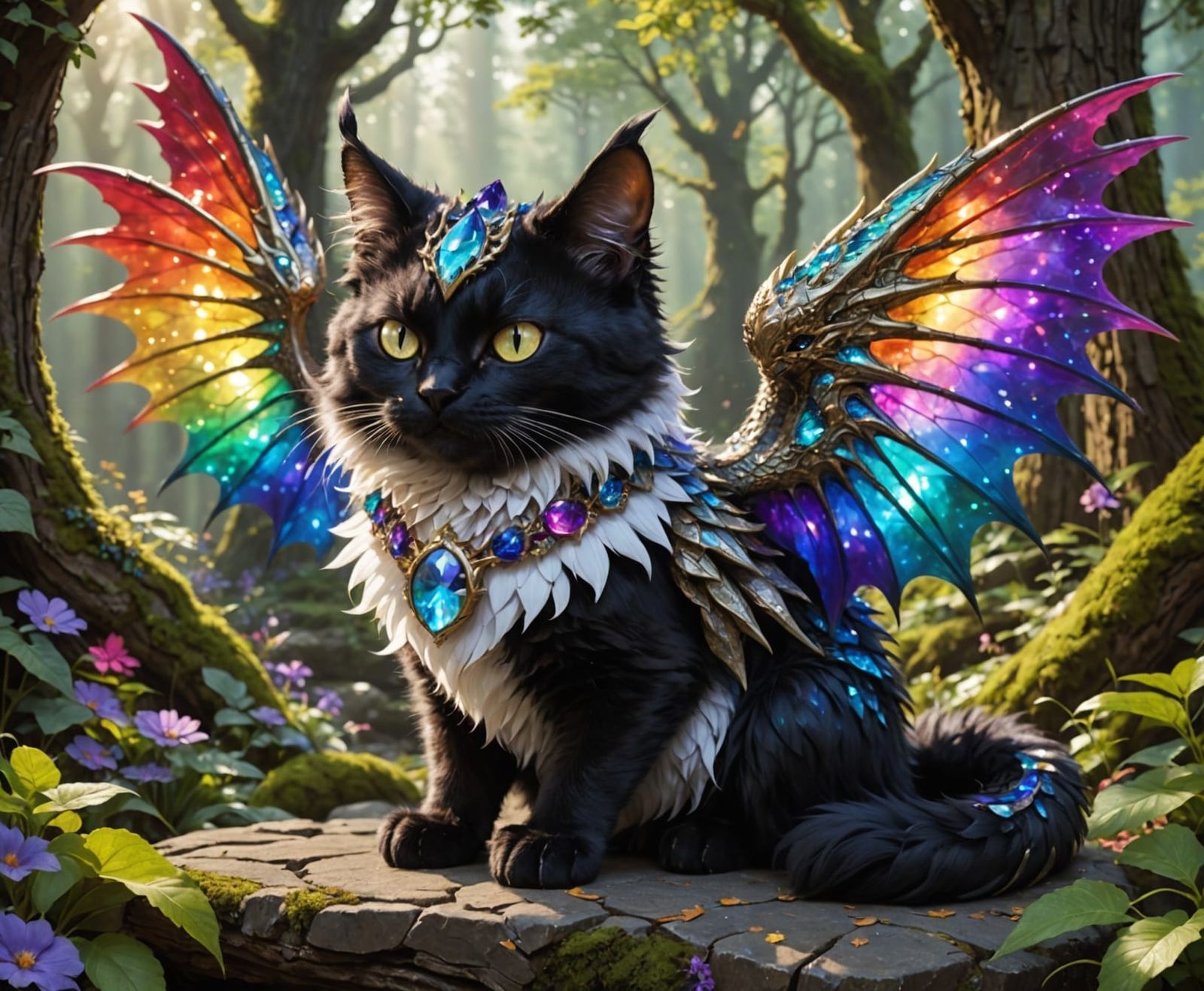 Dragon and Cat in Whimsical Watercolor Scene