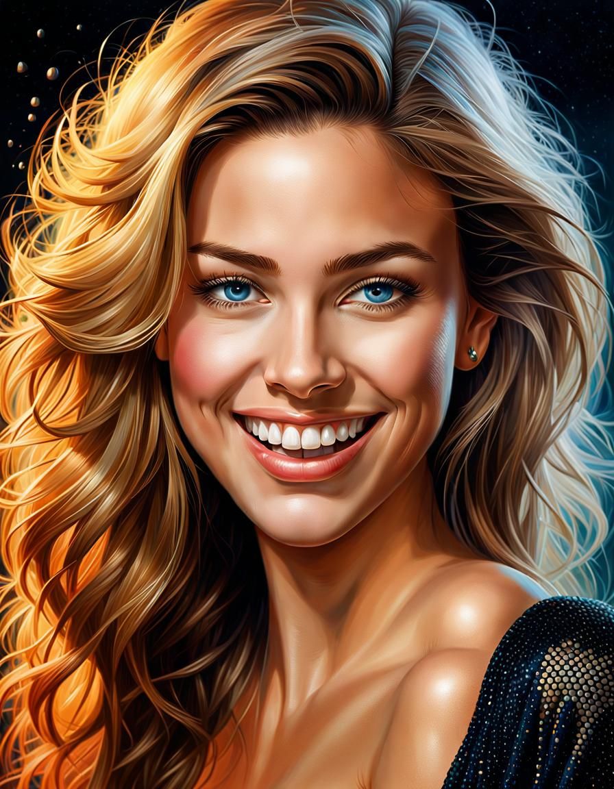 Blond hair, … blue eyes, .. and a big smile - 😉👍