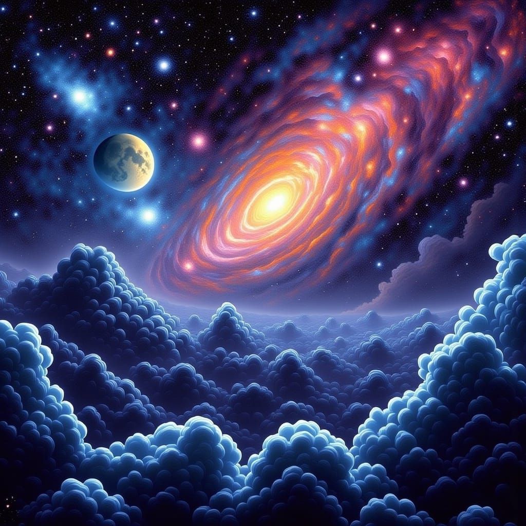 Iridescent Bubble Universe in Deep Space