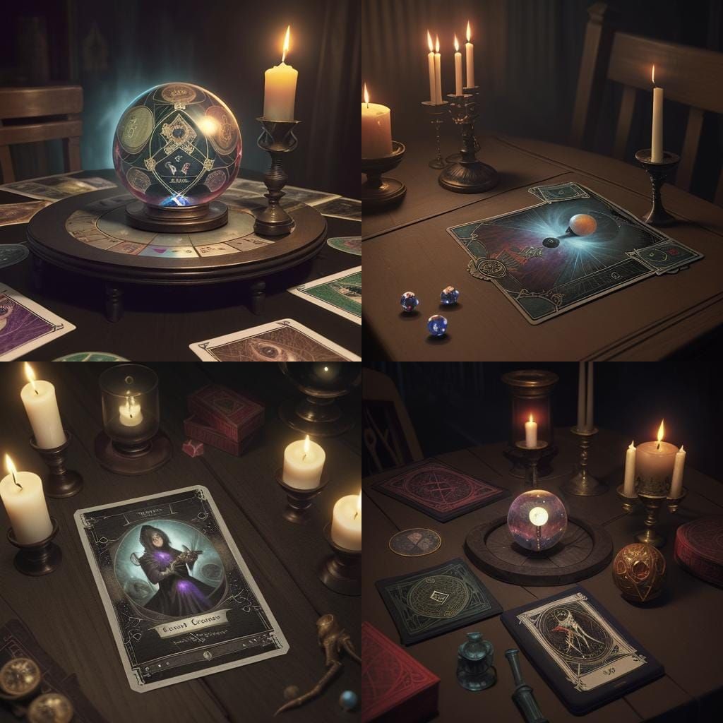 Antique Tarot Cards with Crystal Ball