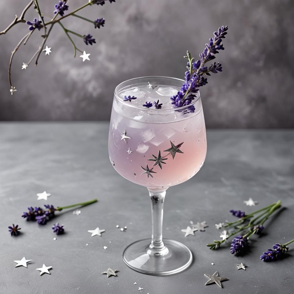 Ethereal Lavender Cocktail with Silver Star Garnish