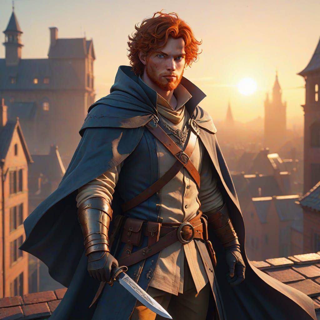 Medieval Fantasy Warrior in Warm Golden Light