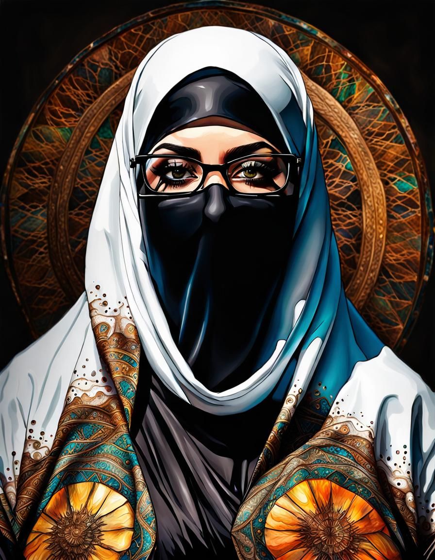Psychedelic Pop Art Portrait of Niqabi Woman