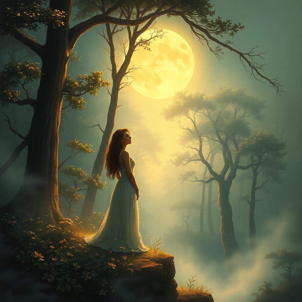 Enchanted Forest at Dusk in Dreamy, Whimsical Style