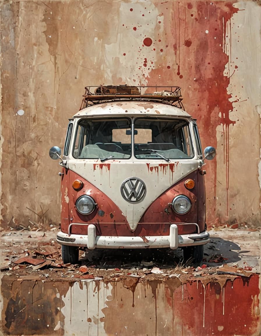 Vintage VW Bus as Abstract Canvas Art