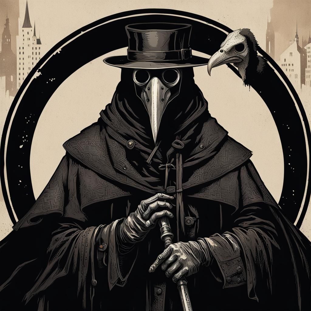 Cyberpunk Plague Doctor in Futuristic Setting