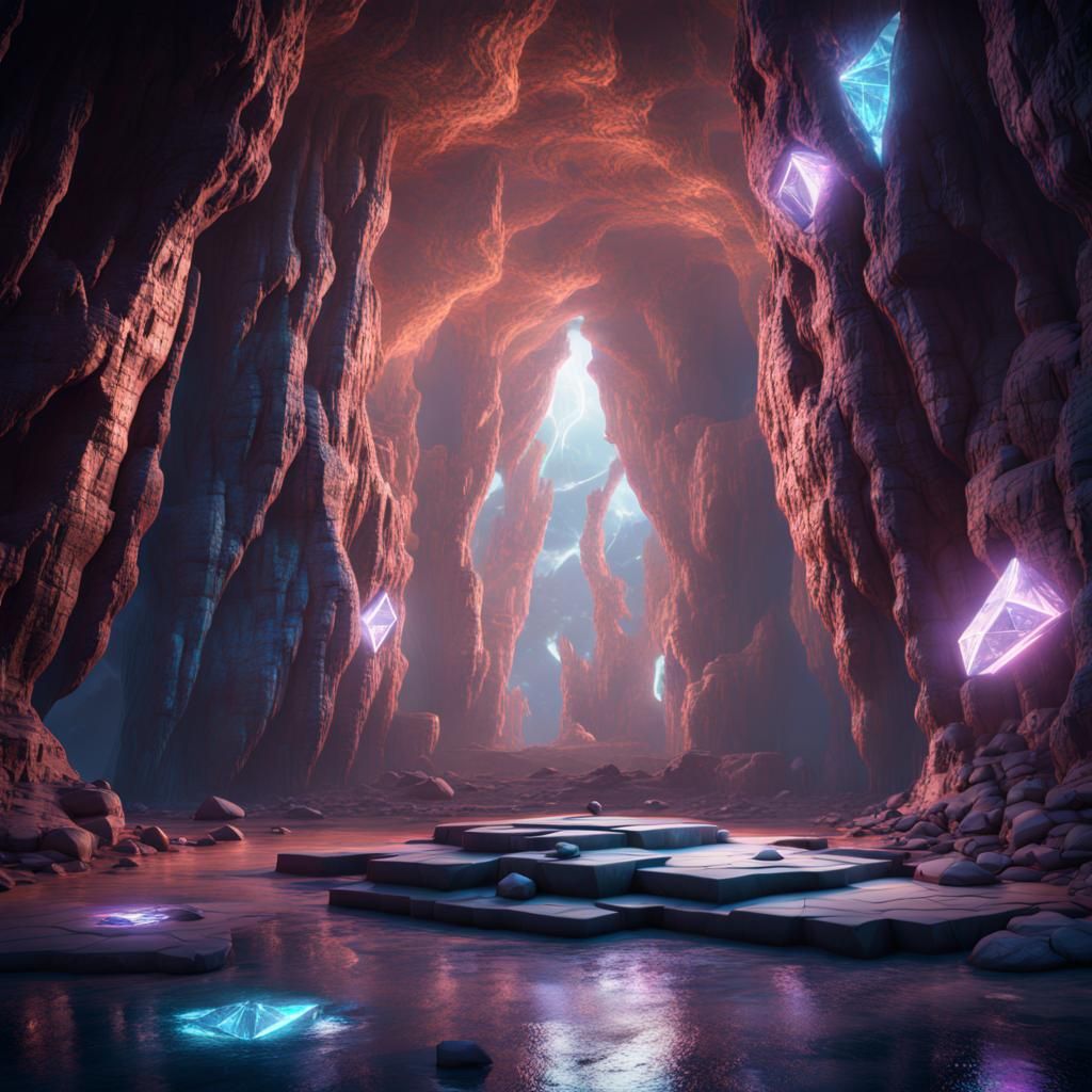 Massive Diamond Foundation in Cave: Fantasy Concept Art