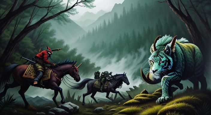 Animal Warriors Encounter Enemies in Mountain Forest