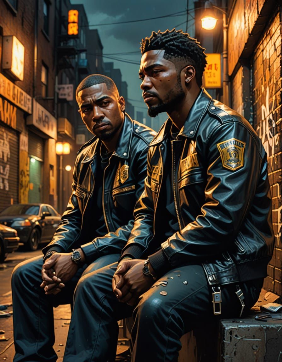 Cop and Thug in Graffiti-Style Urban Art