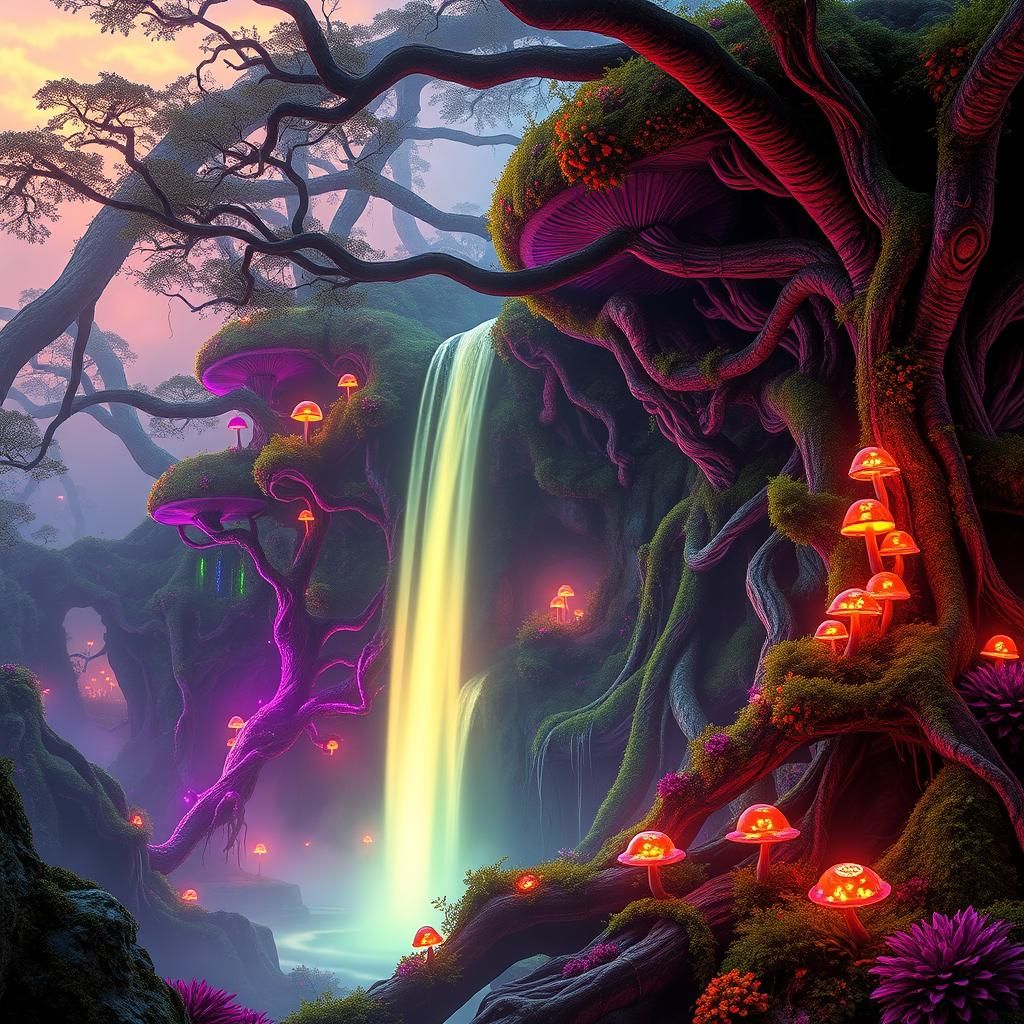 Glowing Mushroom Forest: A Fantasy Matte Painting