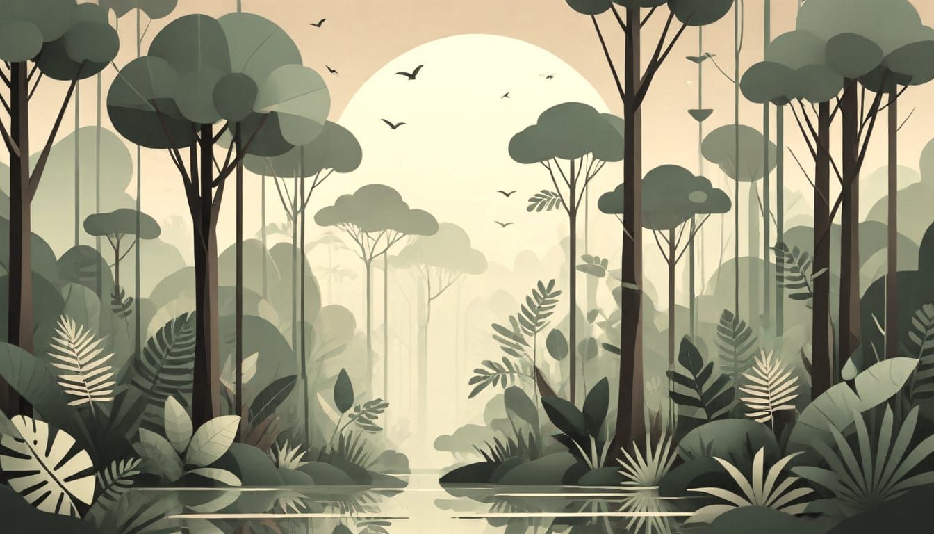 Simplified Jungle Scene in Earthy Tones