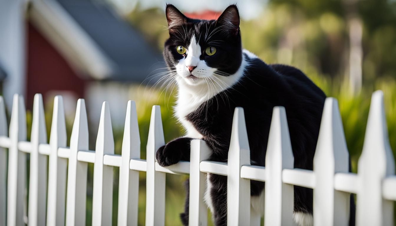 Black and White Cat on a White Fence