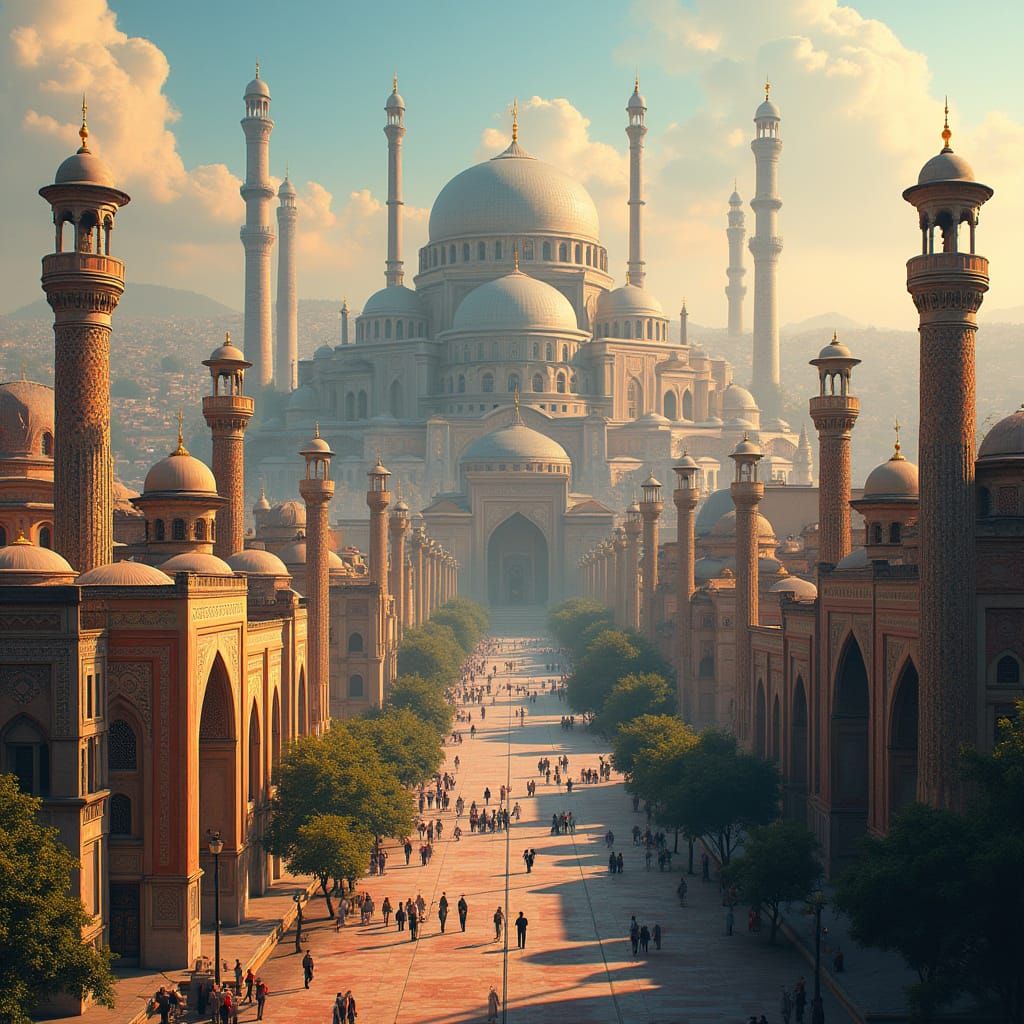 Tehran Cityscape: Persian Architecture in Matte Painting Sty...