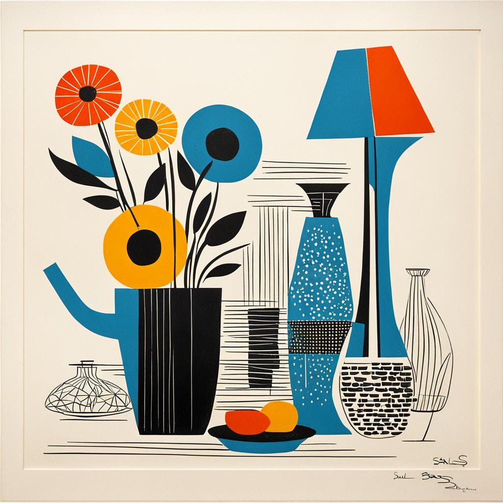 Mid-Century Modern Still Life, Saul Bass Style