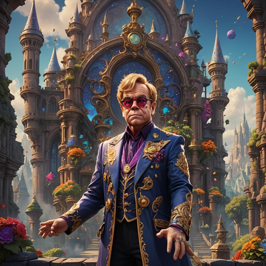 Cartoon iprofile mage of Elton john