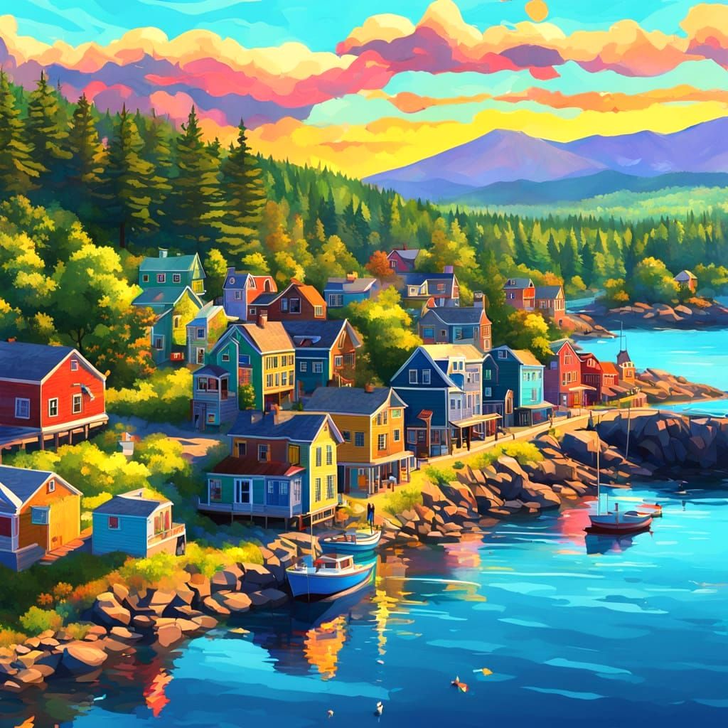 Vibrant Coastal Scene in Unreal Engine 5 Style