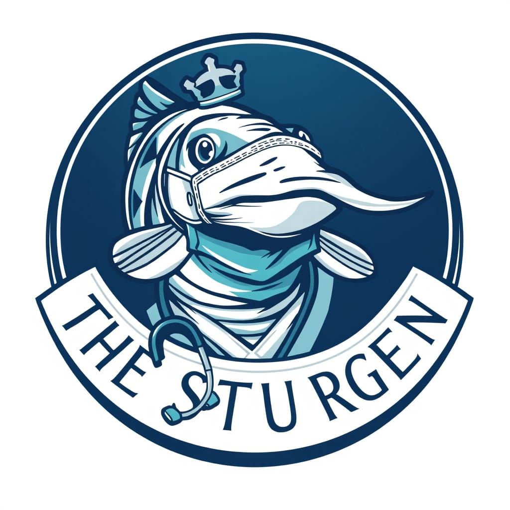 Regal Sturgeon Surgeon Emblem in Art Deco Style
