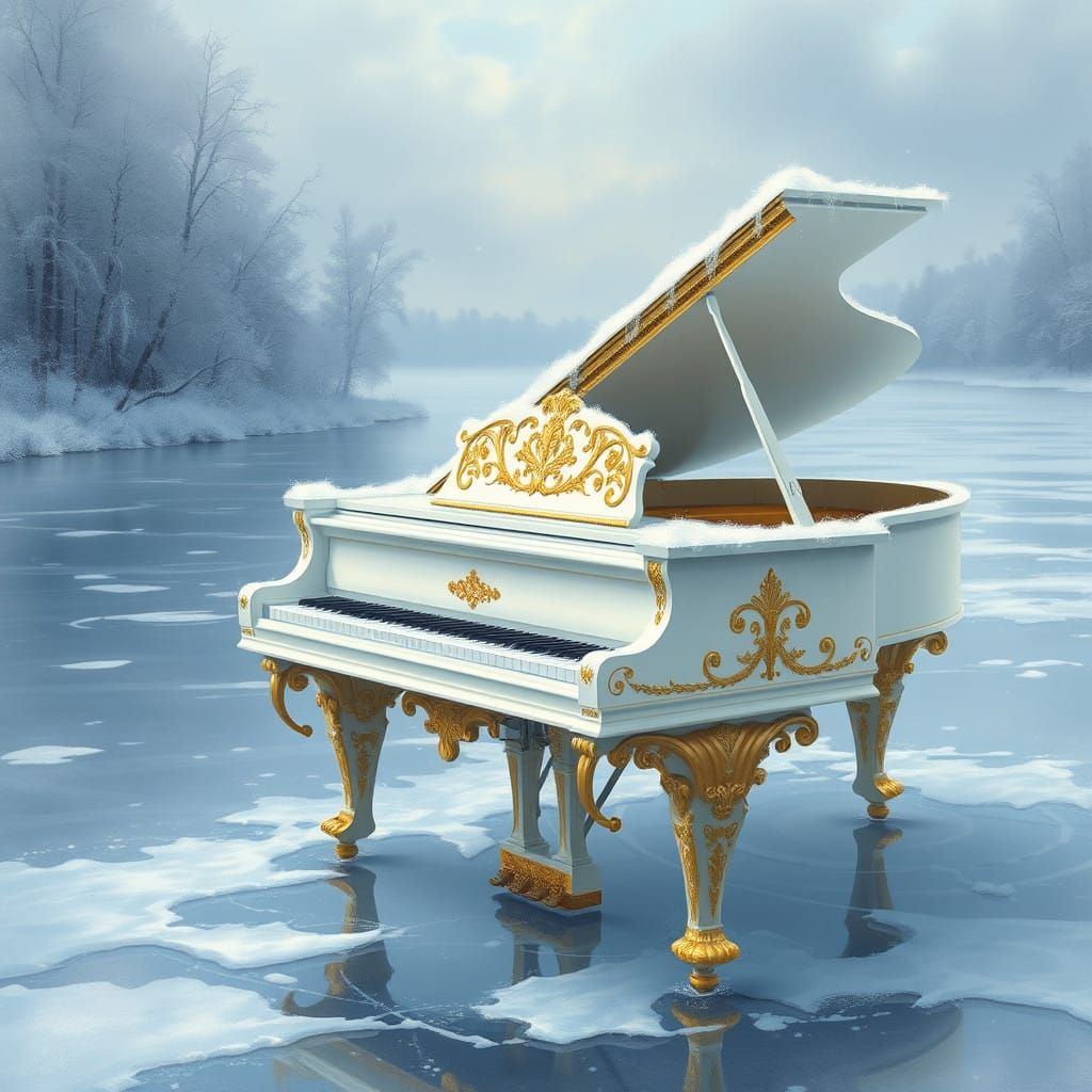 Ethereal Fantasy Piano on a Frozen Lake