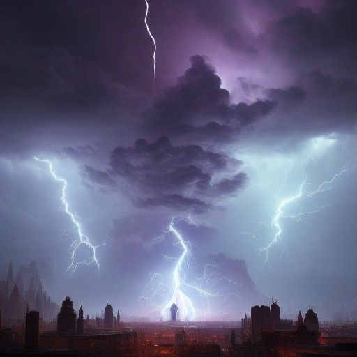 Lightning God in Storm, Hyperdetailed Concept Art