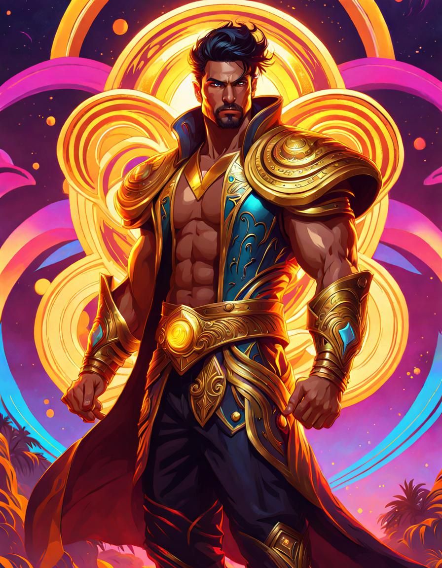 Solarpunk Mage in Psychedelic Fantasy Digital Art